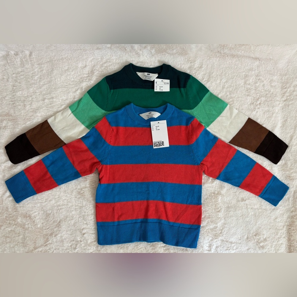Both for $16 H&M Striped Crewneck Kids Sweater - Blue & Red for toddler boys